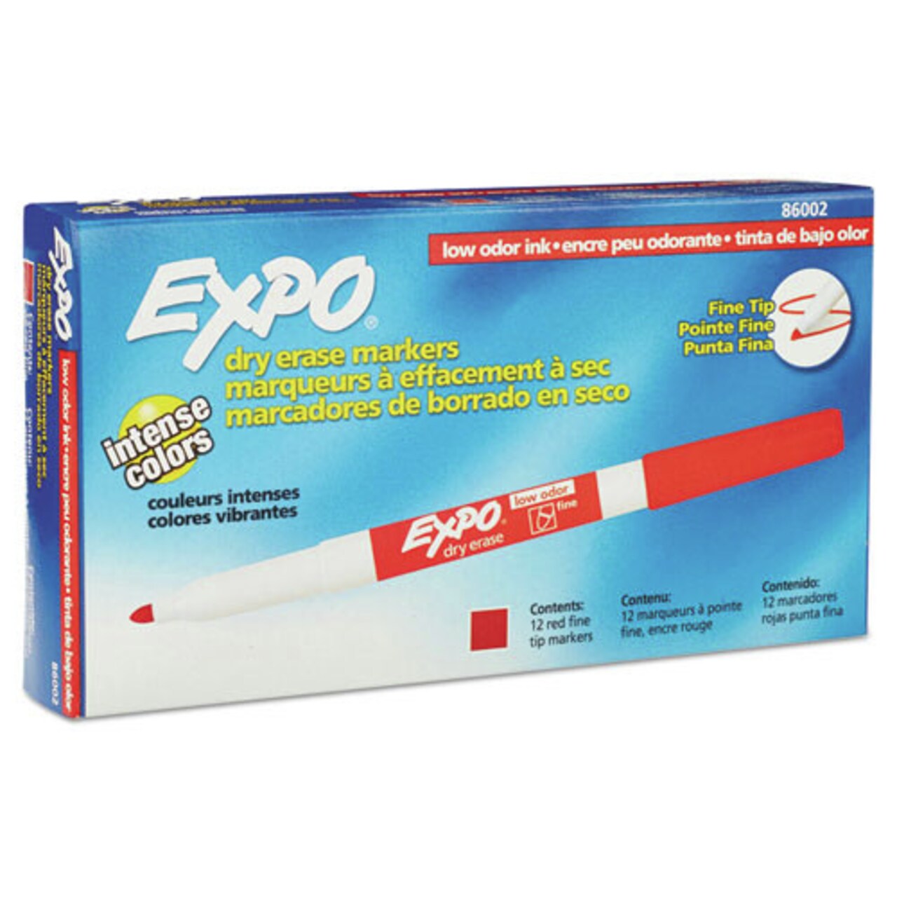 EXPO Low-Odor Bullet Tip Dry-Erase Marker - Fine/Red (1-Dozen)